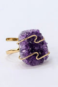 Anello Regolabile con Drusa di Ametista Placcato Oro