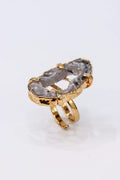 Anello Geodo di Agata Naturale Placcato Oro